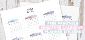 Free Printable Miniature Monthly 2021 Calendar Planner Stickers