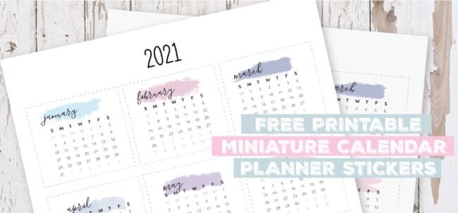 Miniature Monthly 2021 Calendar Planner Stickers