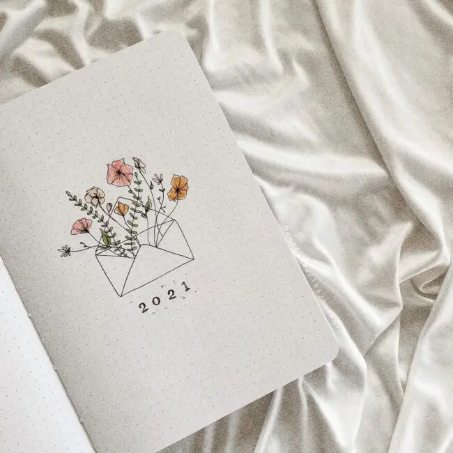 bullet journal flower illustration yearly cover page