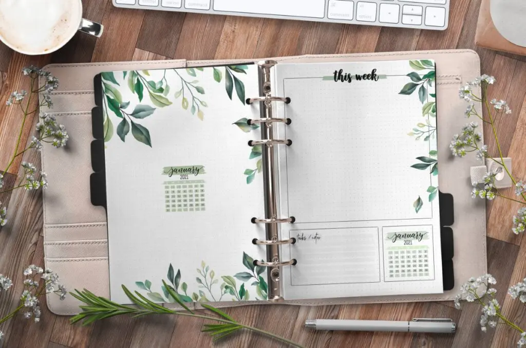 Month At A Glance Floral Planner Page Insert Free Printable