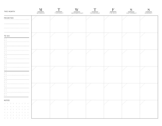 Free Monthly Bullet Journal Printable On One Page - Planner Ideas