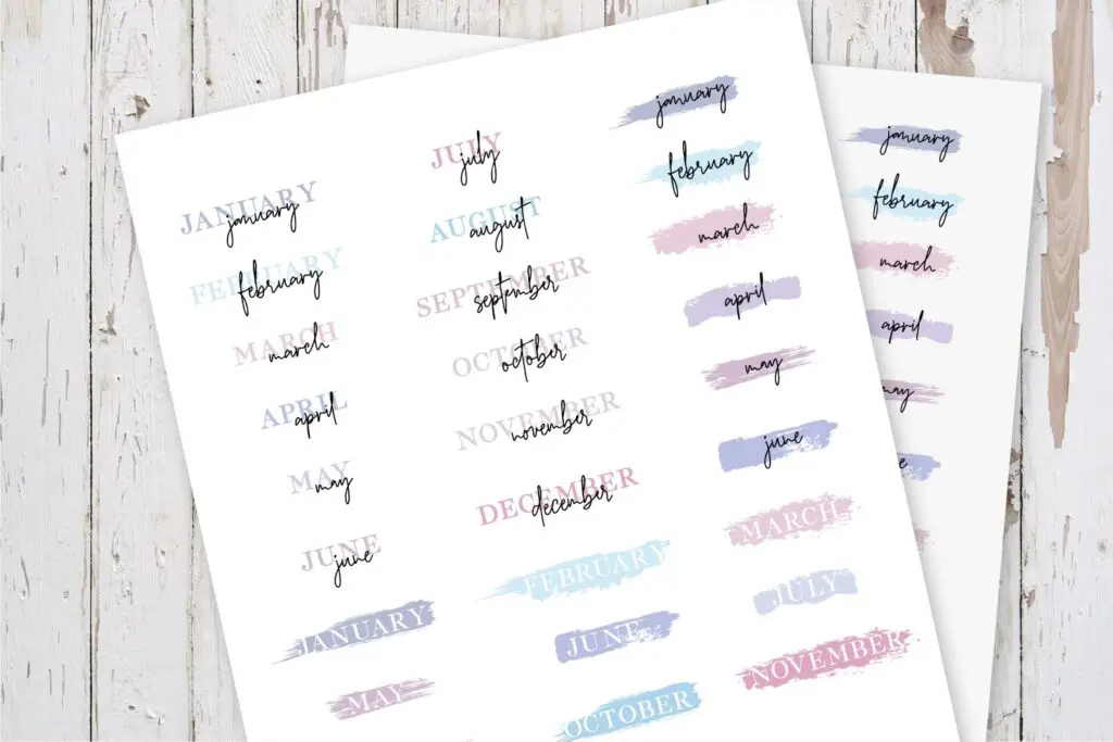Monthly Headers Planner Stickers