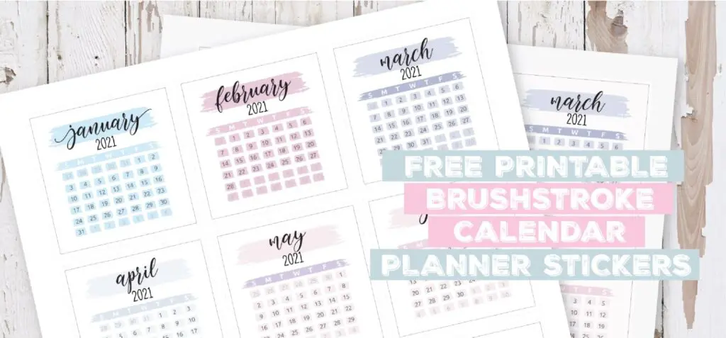 Printable Brushstroke Calendar Planner Stickers