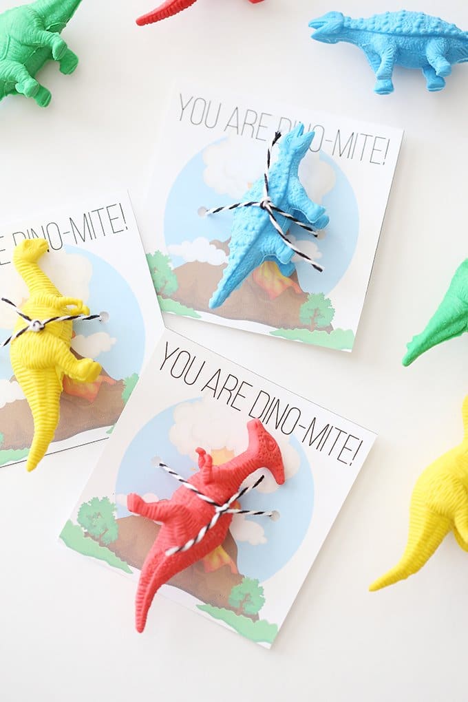 Valentine's Day Printable Dinosaur Cards for Kids