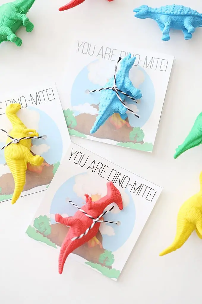 Valentine's Day Printable Dinosaur Cards for Kids