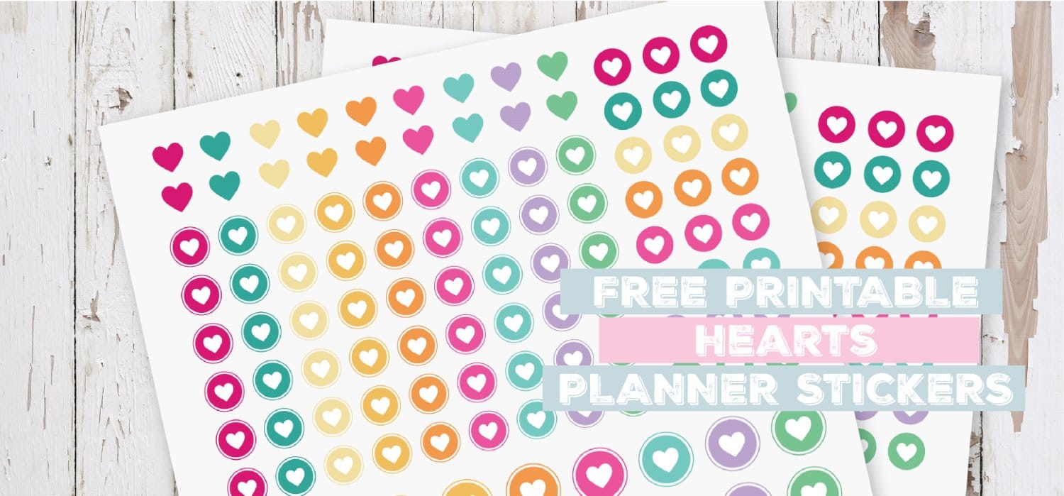 Decorative Bullet Journal & Planner Stickers Rainbow Hearts Sticker Sheet Love and Heart Icon Valentine