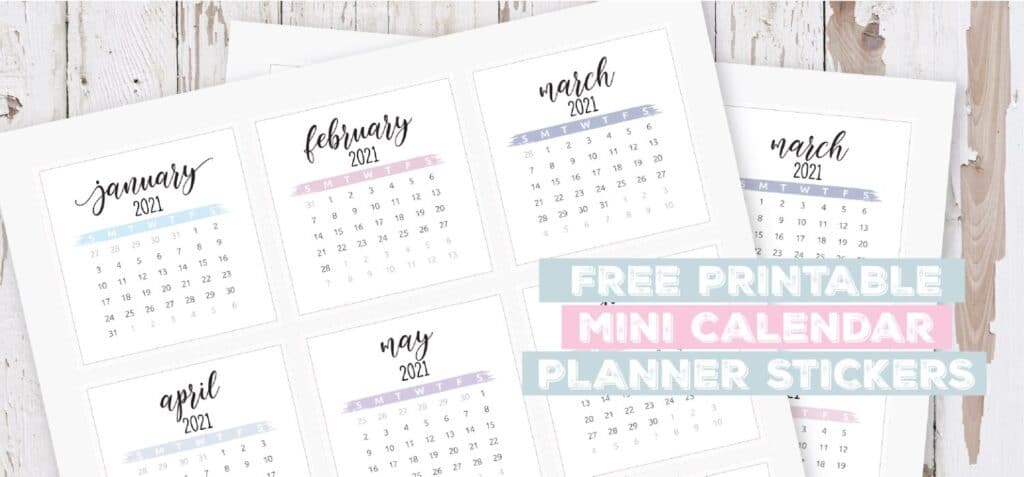 Printable Mini Calendar Planner Stickers