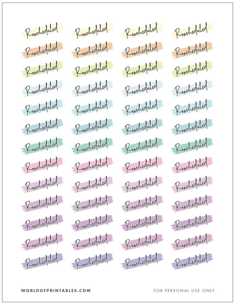 Rescheduled Printable Planner Stickers