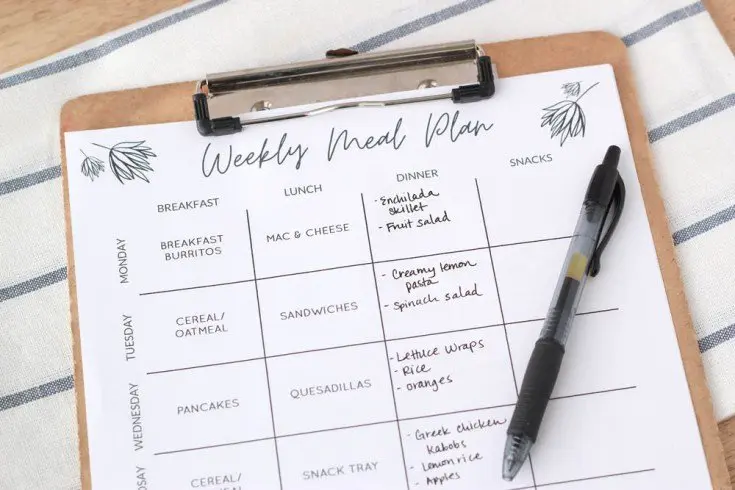 free printable meal planner