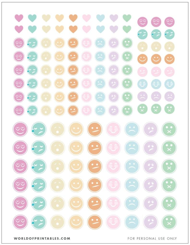 Free Printable Mood Tracker Planner Stickers Pastel Color
