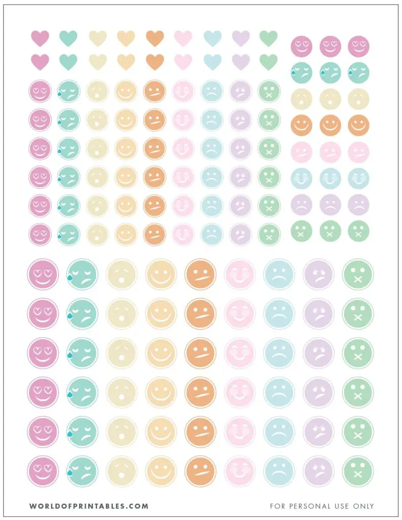 Free Printable Mood Tracker Planner Stickers Pastel Color