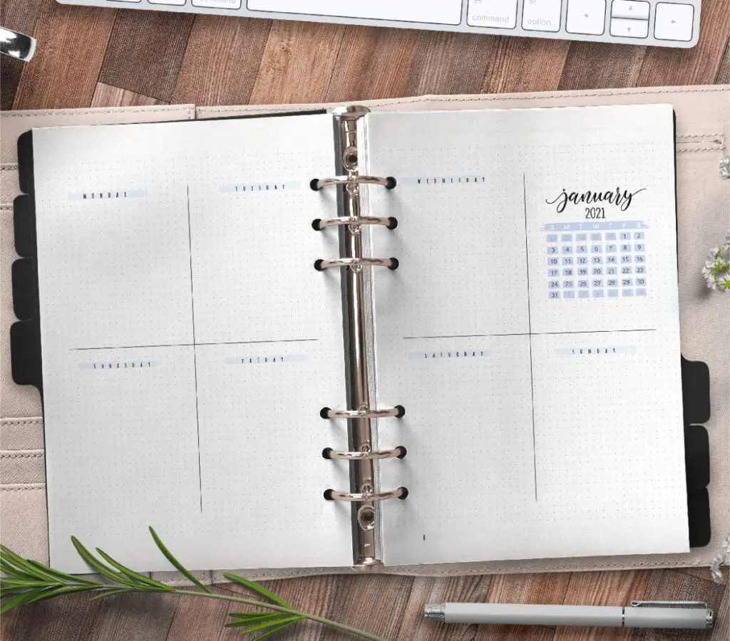 Weekly Bullet Journal And Planner Inserts On Two Pages Free Printable 3