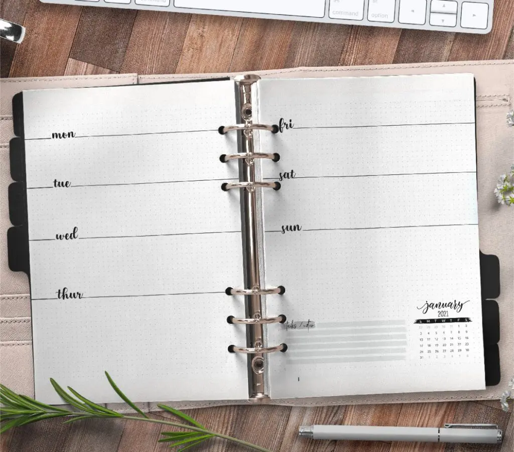 Weekly Planner And Bullet Journal Insert On Two Pages Free Printable 3