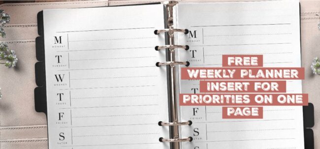 Weekly Planner Insert For Priorities On One Page