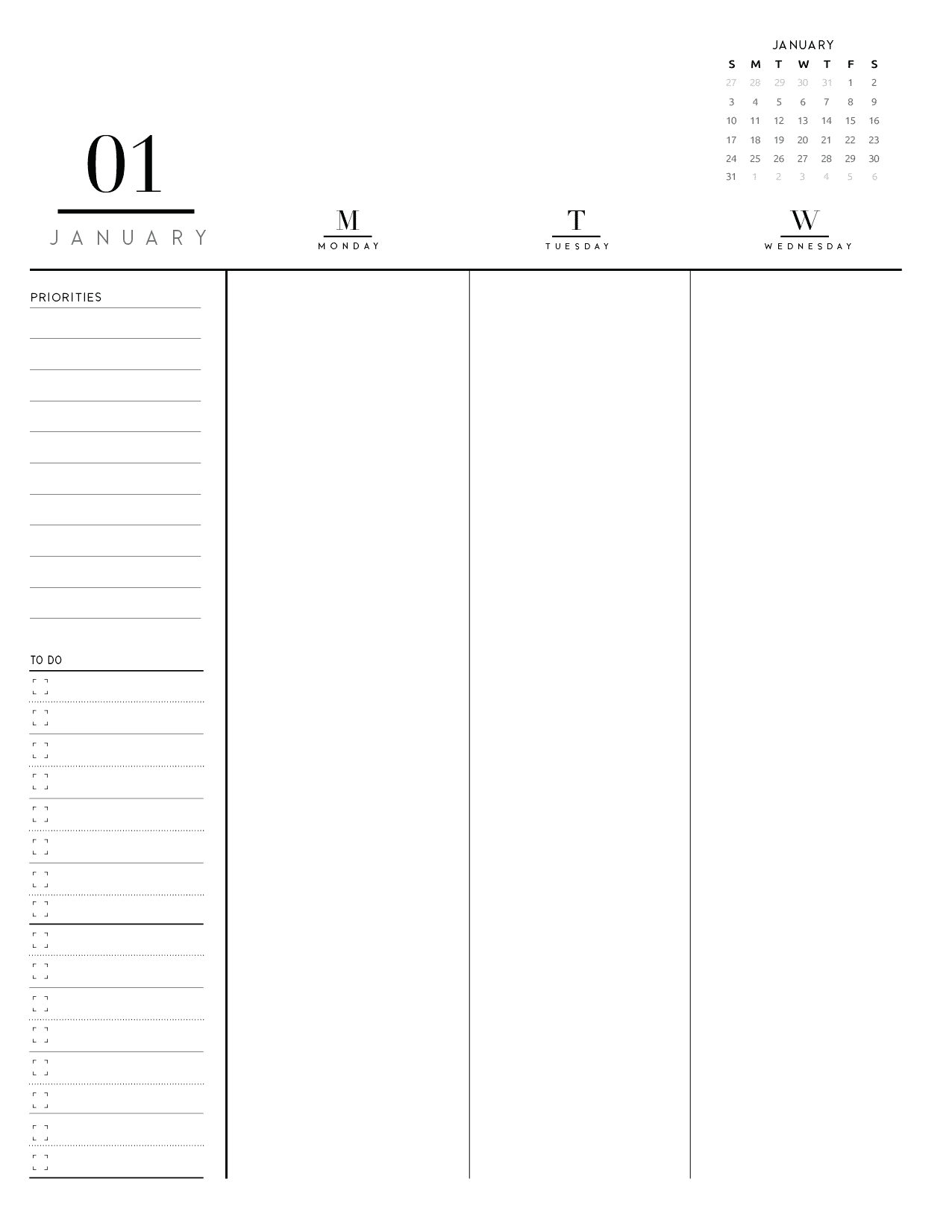 Free Weekly Planner Insert On Two Pages In Formal Style Free Printable