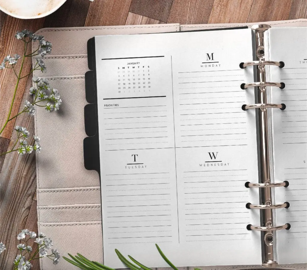 Weekly Planner Inserts On Two Pages In Formal Style Free Printable 2 page 1