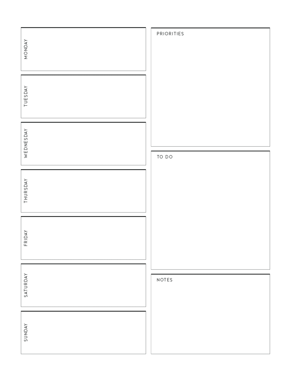 Free Weekly Planner Page Templates - Planner Printables