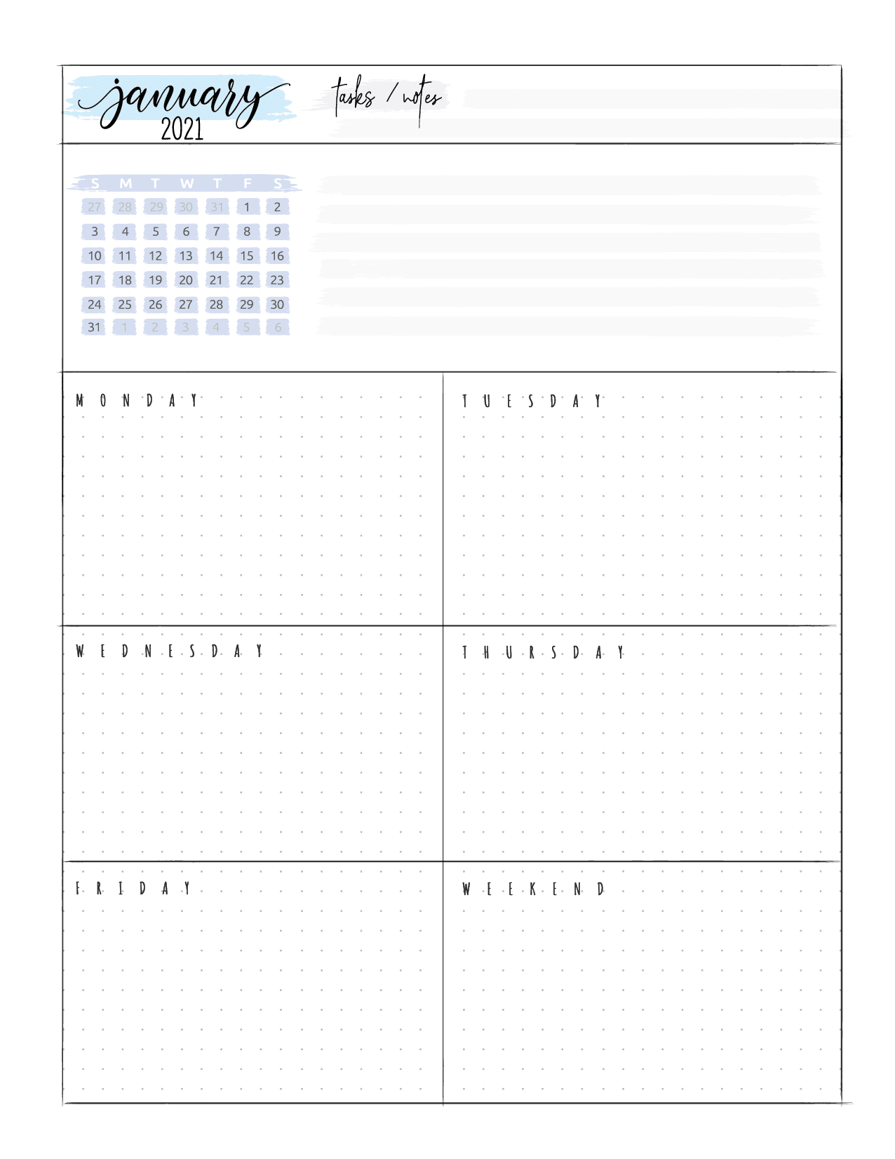 Free Weekly Planner Pages For Bullet Journal – FYVISM