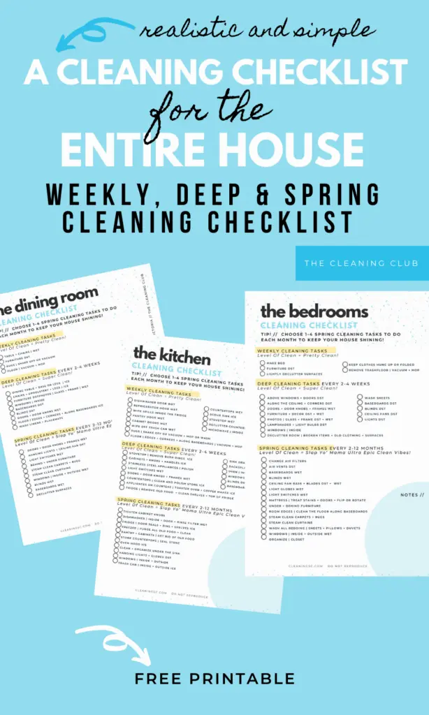 Whole House Cleaining Checklist