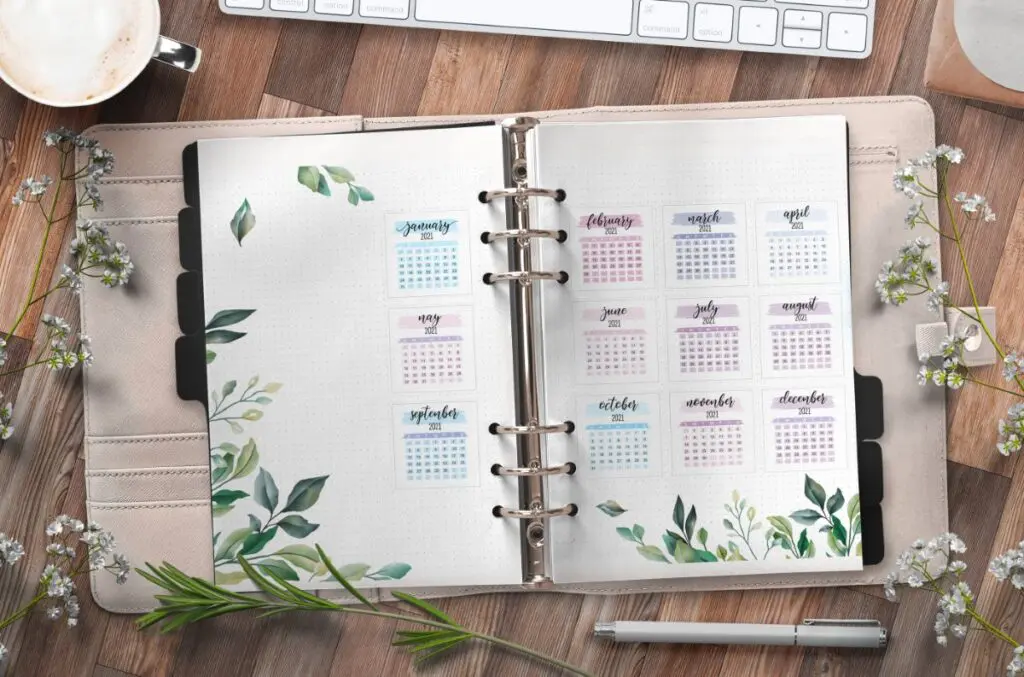 Yearly Planner Insert On Two Pages Free Printable