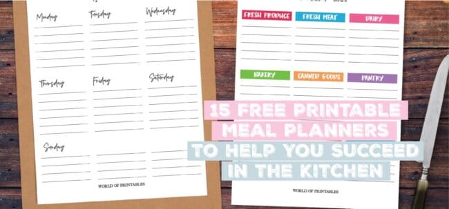 best free printable meal planner templates
