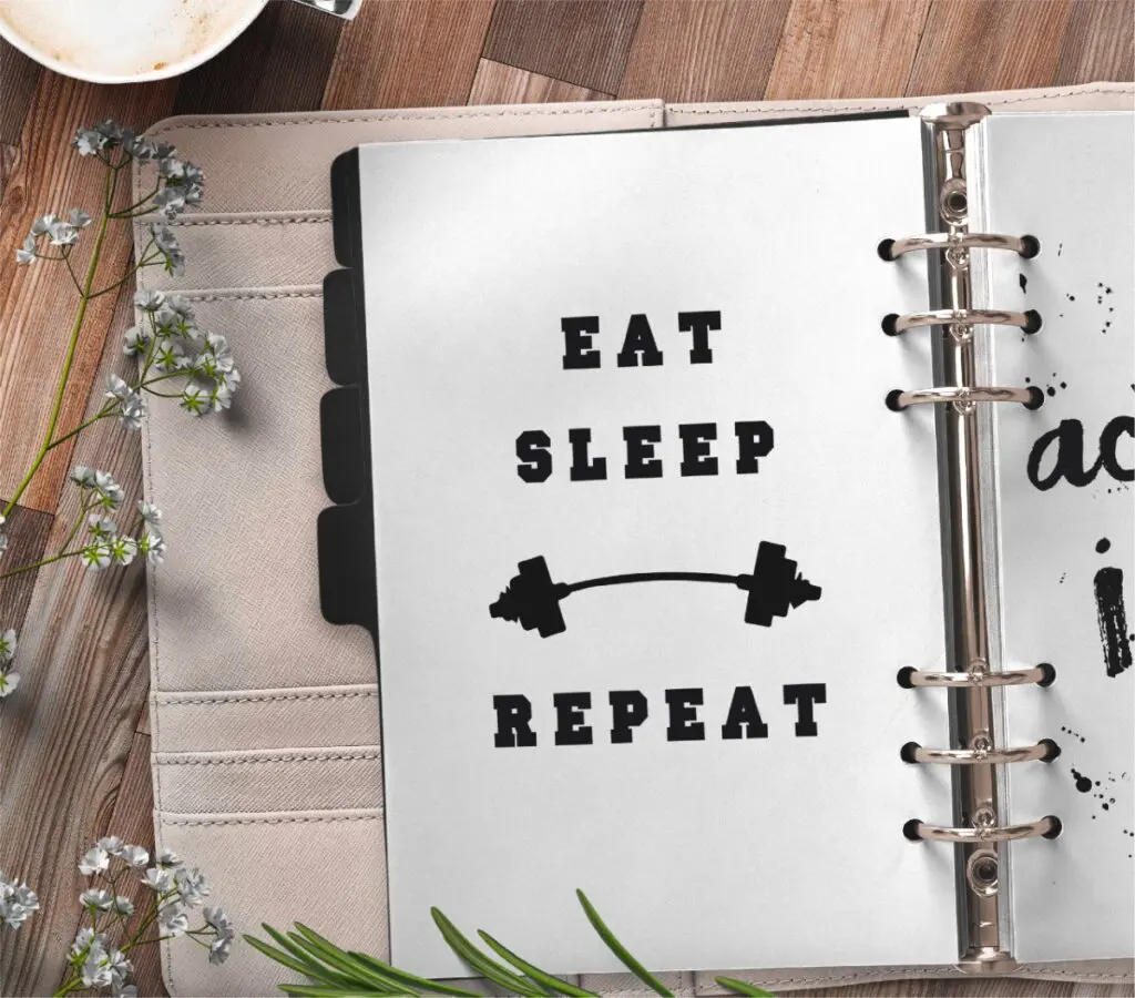 inspirational quote planner page - eat sleep repeat