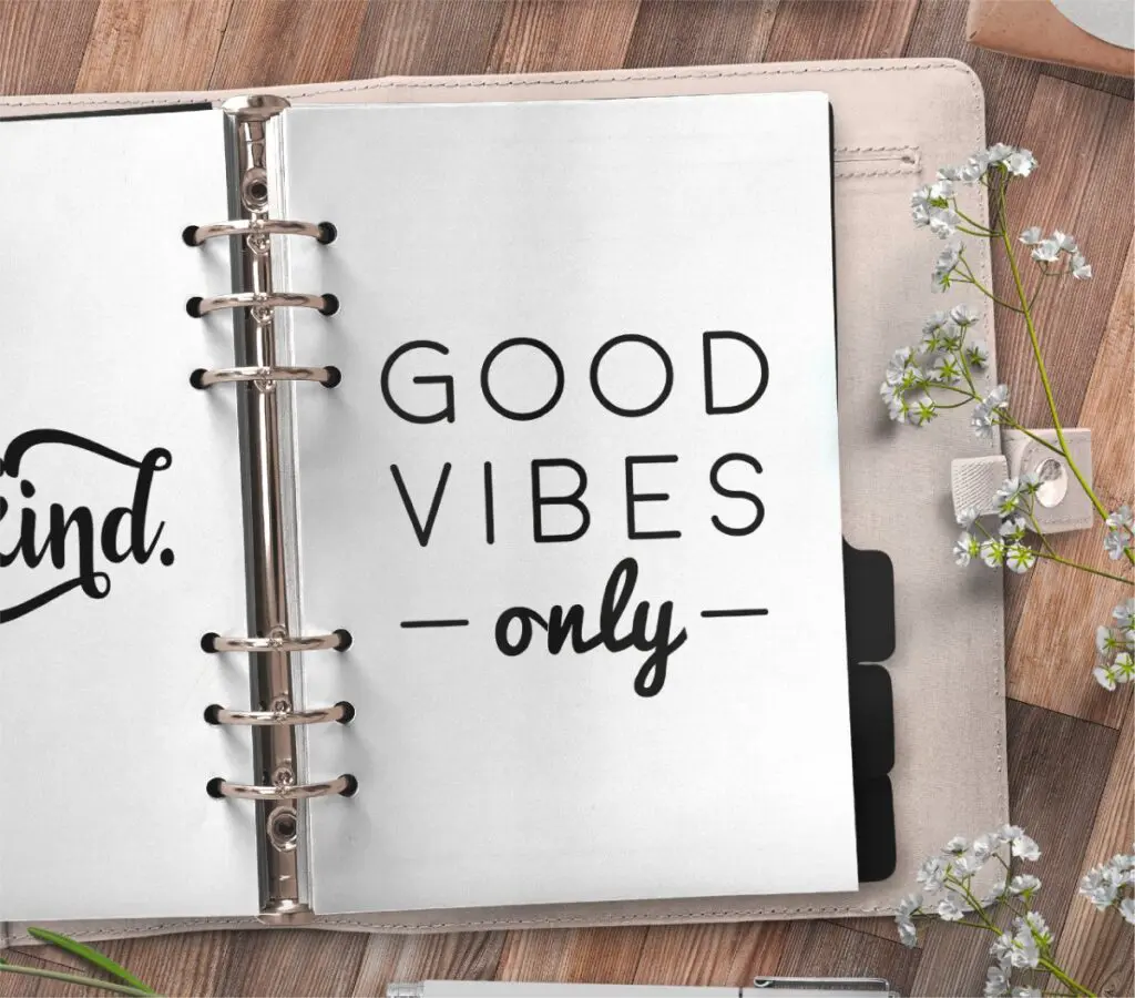 inspirational quote planner page - good vibes only