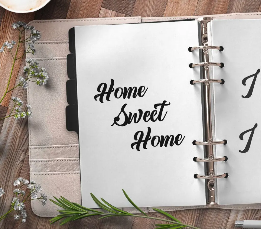 inspirational quote planner page - home sweet home