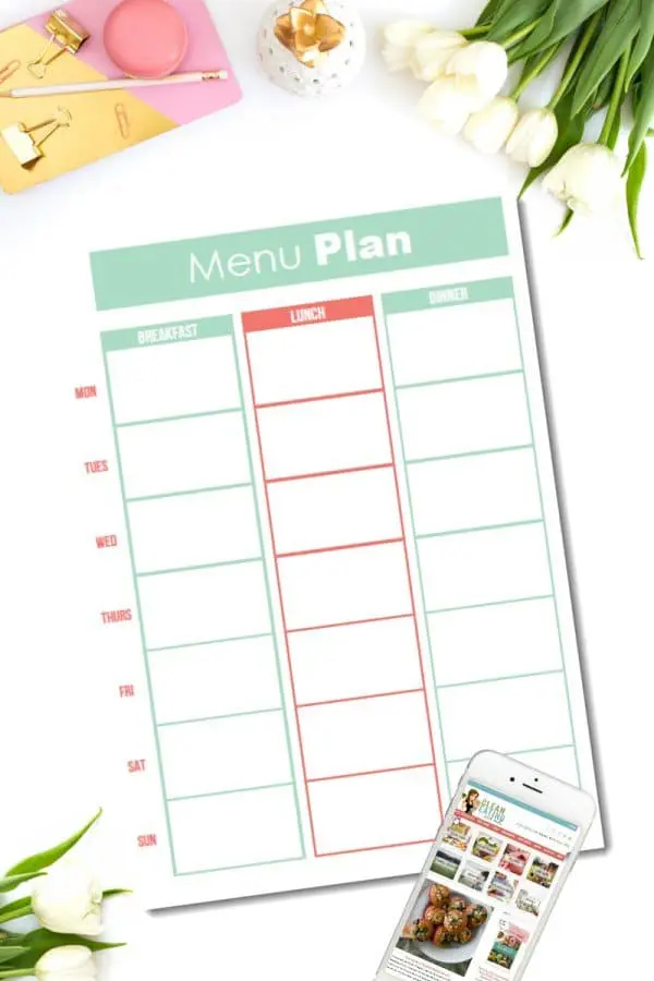 menu plan printable