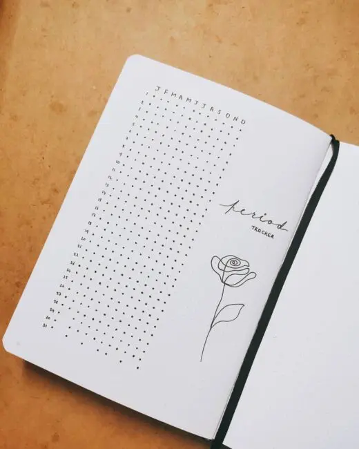 minimalist bullet journal period tracker