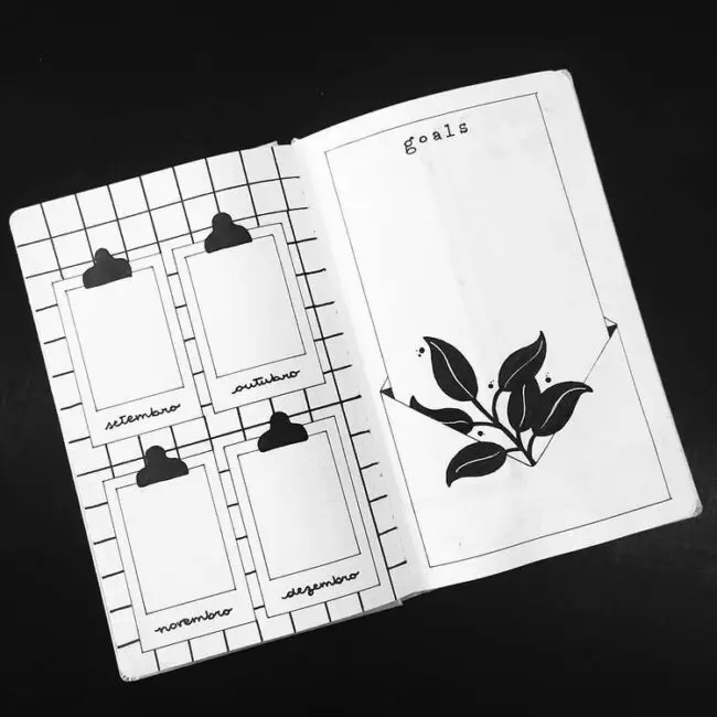 black and white bullet journal ideas