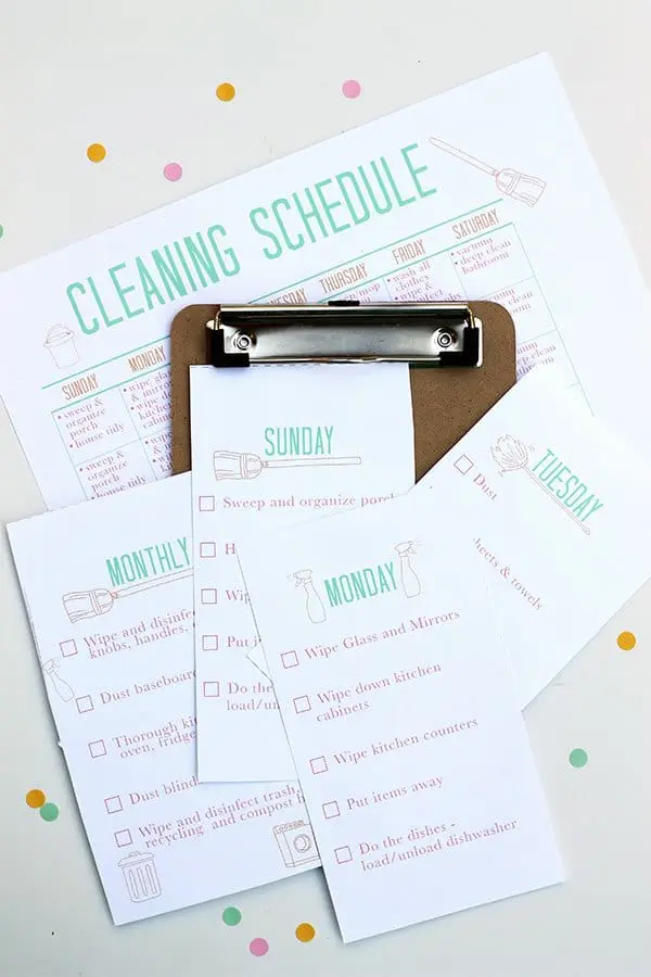 printable daily cleaning schedule