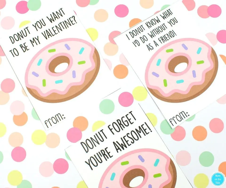 Printable Donut Valentine Cards For Kids