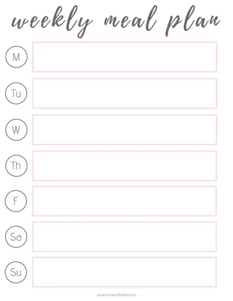 weekly meal plan printable