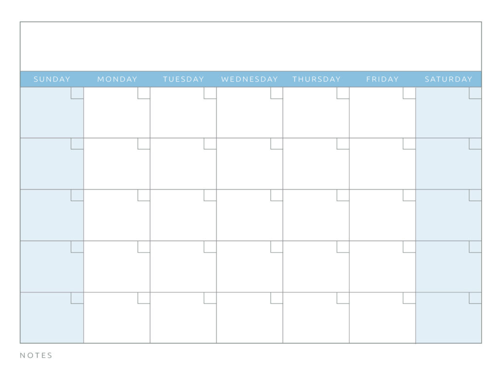 Blank Calendar Blue