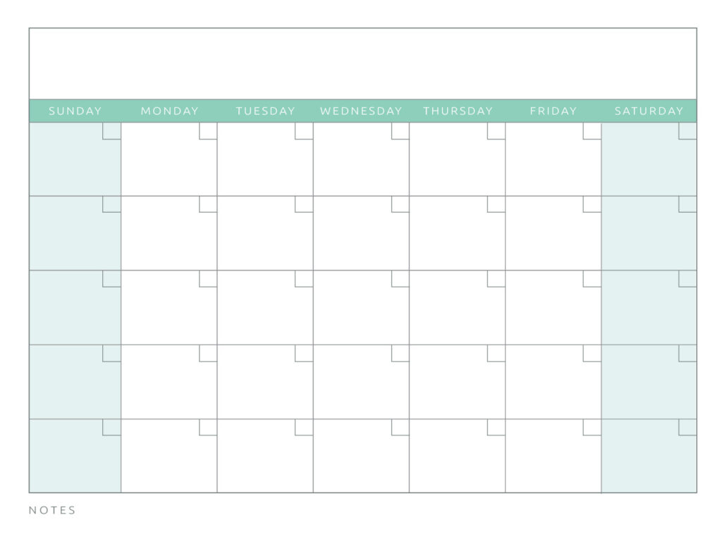 Blank Calendar Green