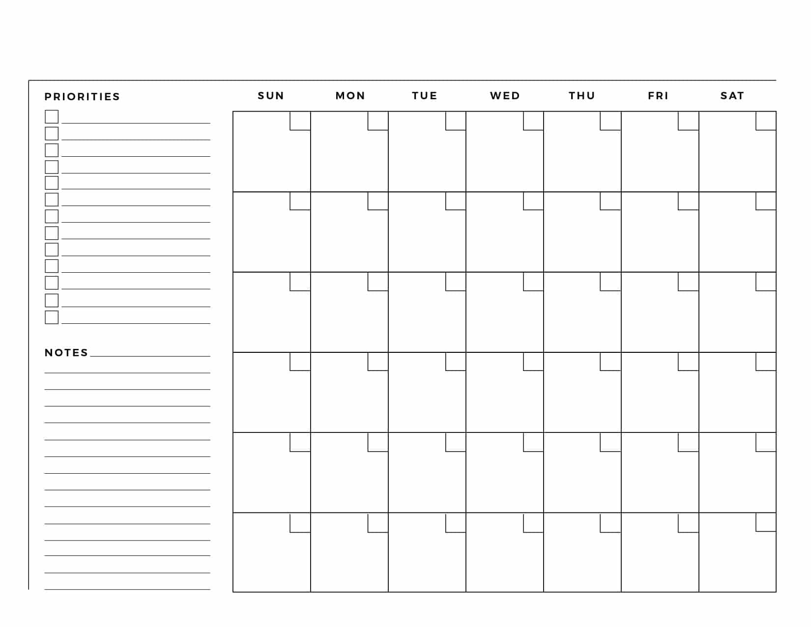 mini blank calendar