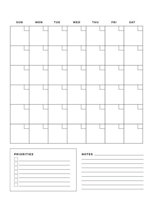 Printable Blank Calendar Templates - World of Printables