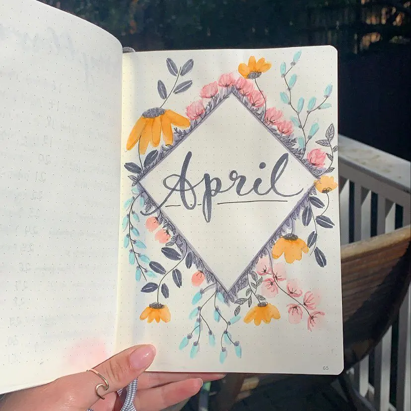 Blooming Flowers April Bullet Journal Cover Idea