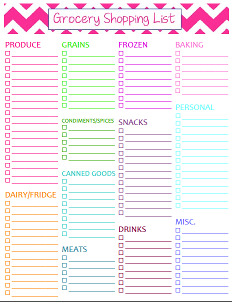 Cute Free Printable Grocery List Vleroms