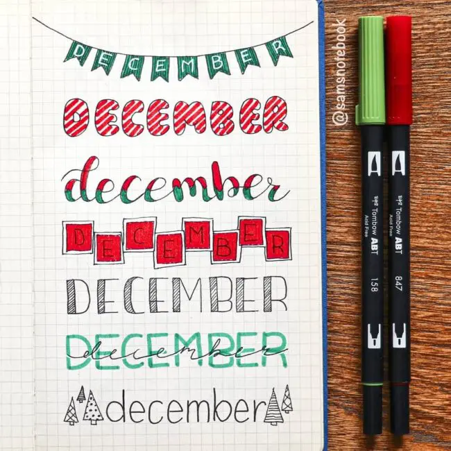 Cute December Bullet Journal Ideas