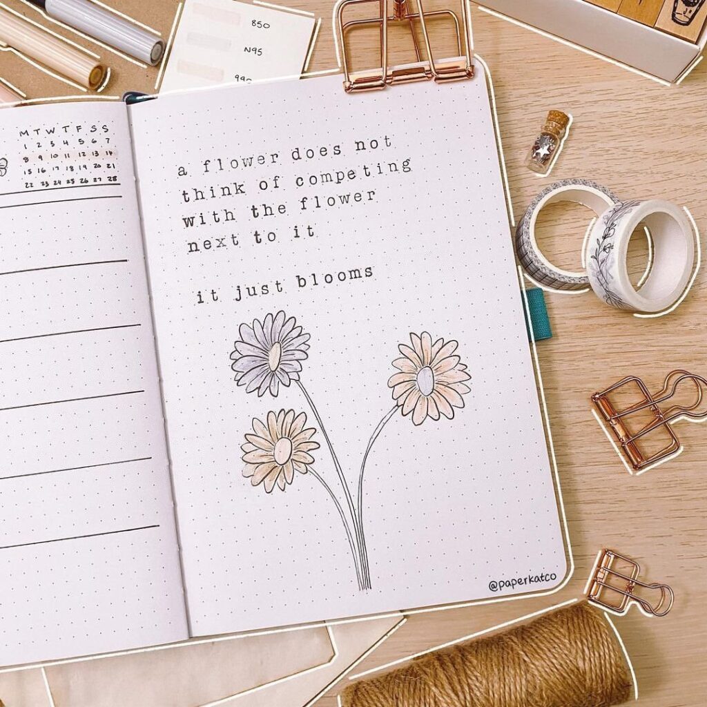 Flower Quote Bullet Journal Idea 1 1024x1024 