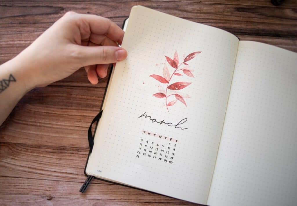 Pretty Botanical March Bullet Journal Cover Page