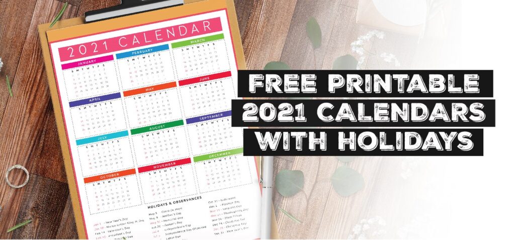 Printable 2021 Calendar with holidays