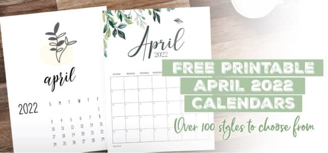 Printable April 2022 Calendar Template