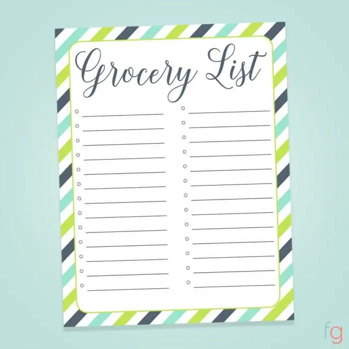 Free printable grocery list pdf