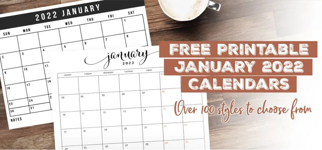 Printable January 2022 Calendar Template