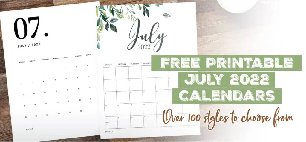 Printable July 2022 Calendar Template