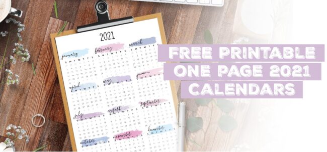 Printable One Page 2021 Calendar Template