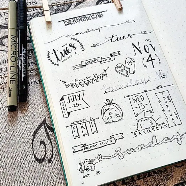 Simple Bullet Journal Header Doodle Ideas